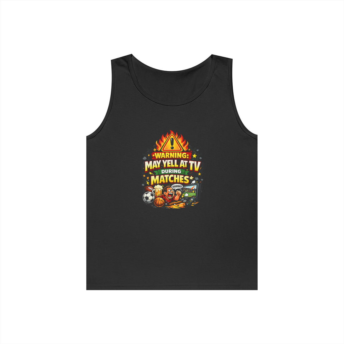 Warning May Yell At TV During Matches Funny Tank Top