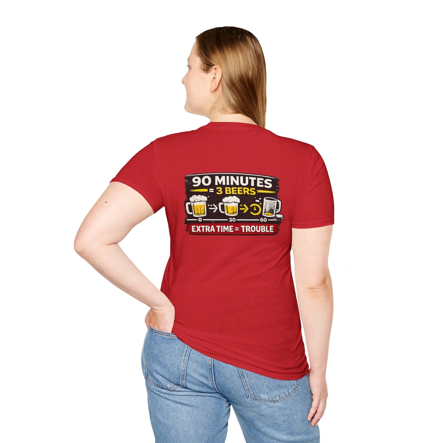 Soccer Fan T-Shirt — "90 Minutes = 3 Beers" Funny Football Game Tee