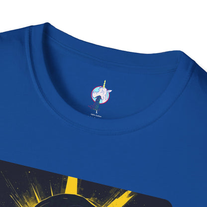 Solar Shades Graphic T-Shirt — Neon Yellow Sun Skull Design