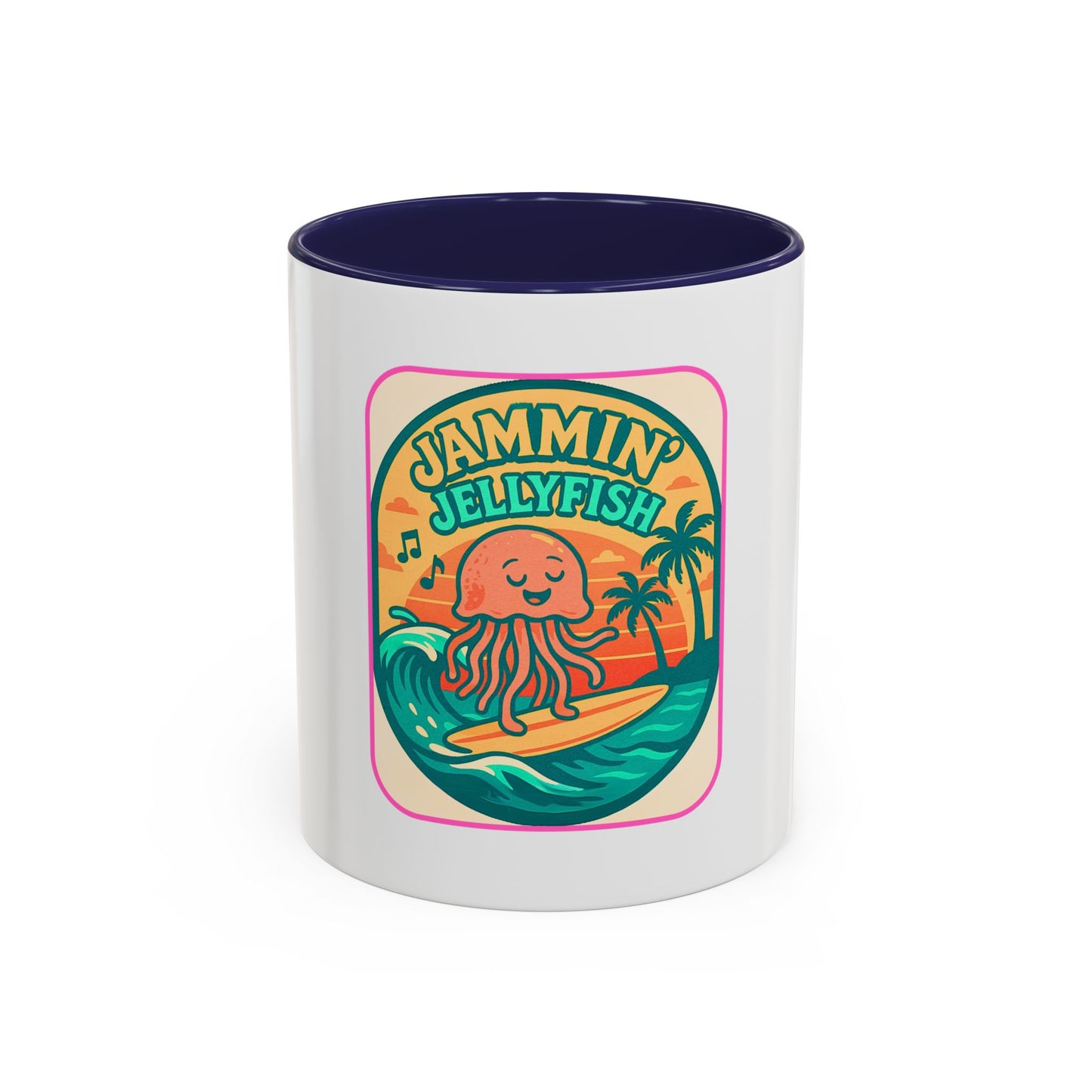 Jammin' Jellyfish Coffee Mug - Fun Surfing Ocean Mug, Tropical Drinkware, Beach Vibes Gift, Casual Teacup, Quirky Kitchen Decor