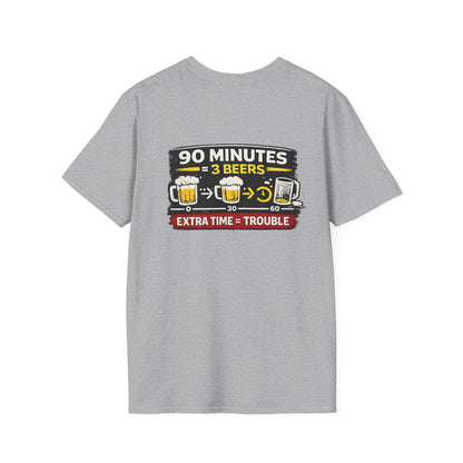 Soccer Fan T-Shirt — "90 Minutes = 3 Beers" Funny Football Game Tee