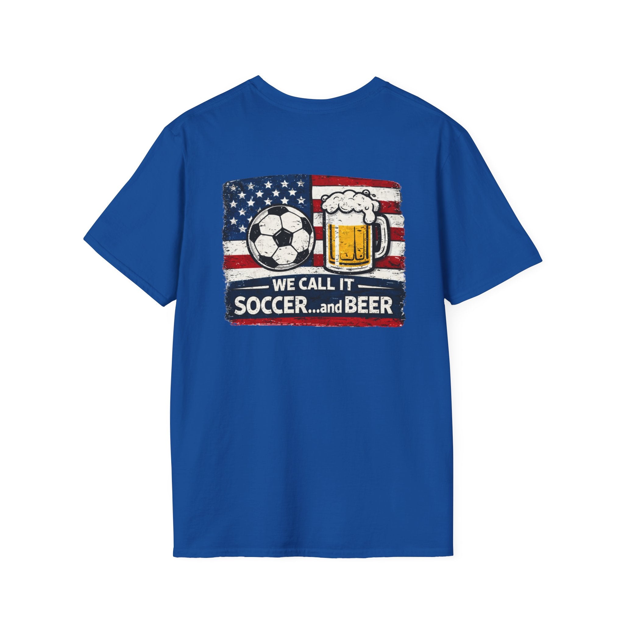 Soccer and Beer T-Shirt — American Flag Soccer Ball &amp; Beer Graphic Tee