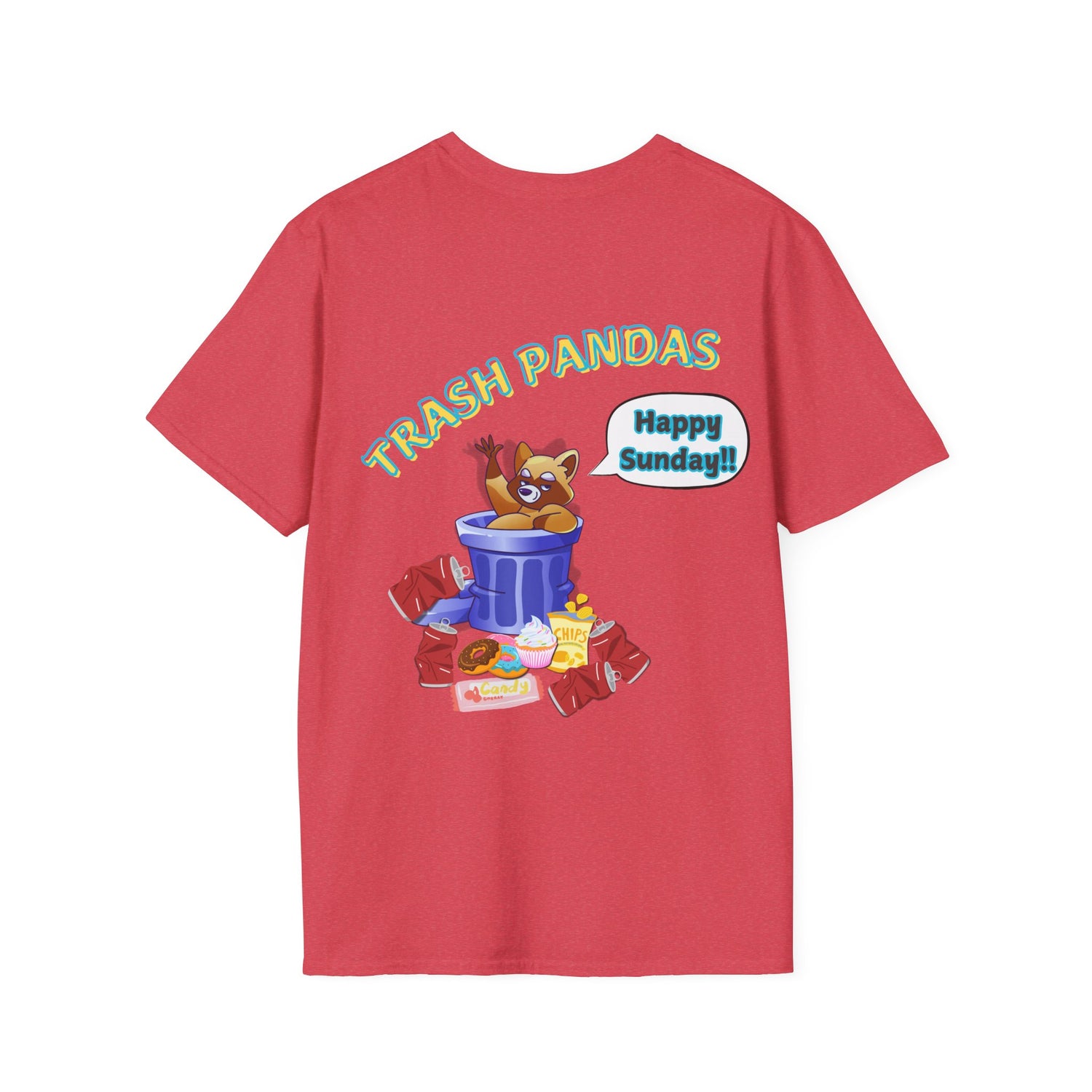Trash Pandas T-Shirt – Cute Raccoon in Trash Can ‘Happy Sunday!’ Graphic Tee