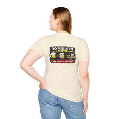 Soccer Fan T-Shirt — "90 Minutes = 3 Beers" Funny Football Game Tee