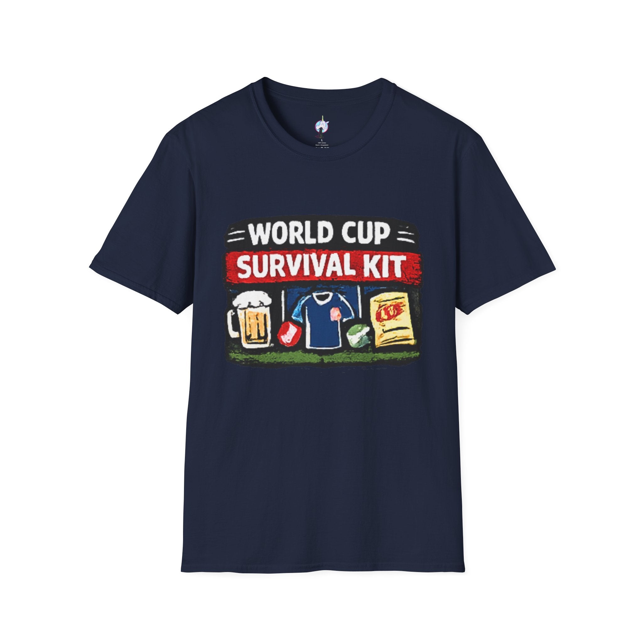 World Cup Survival Kit T-Shirt — Soccer Fan Tee with Beer &amp; Snacks Graphic