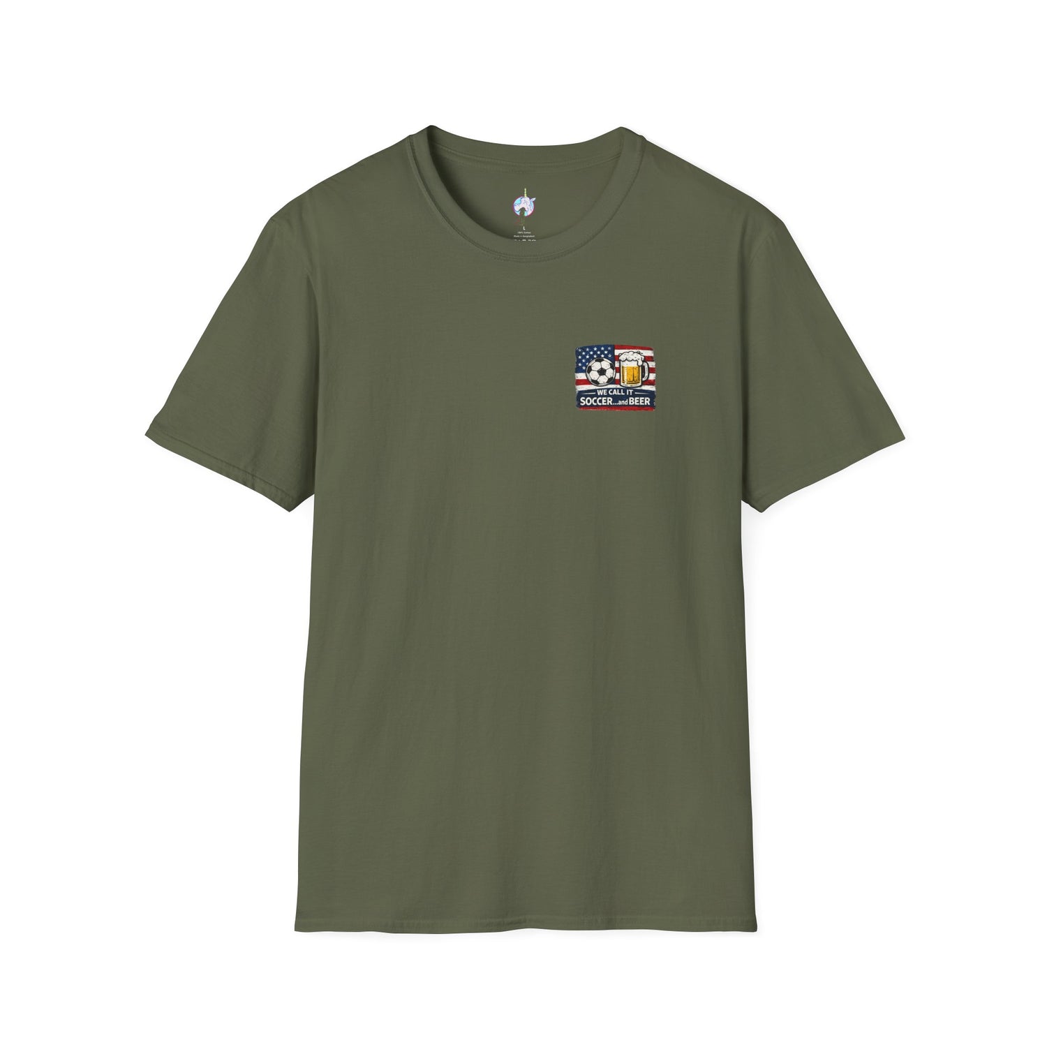 Soccer and Beer T-Shirt — American Flag Soccer Ball &amp; Beer Graphic Tee