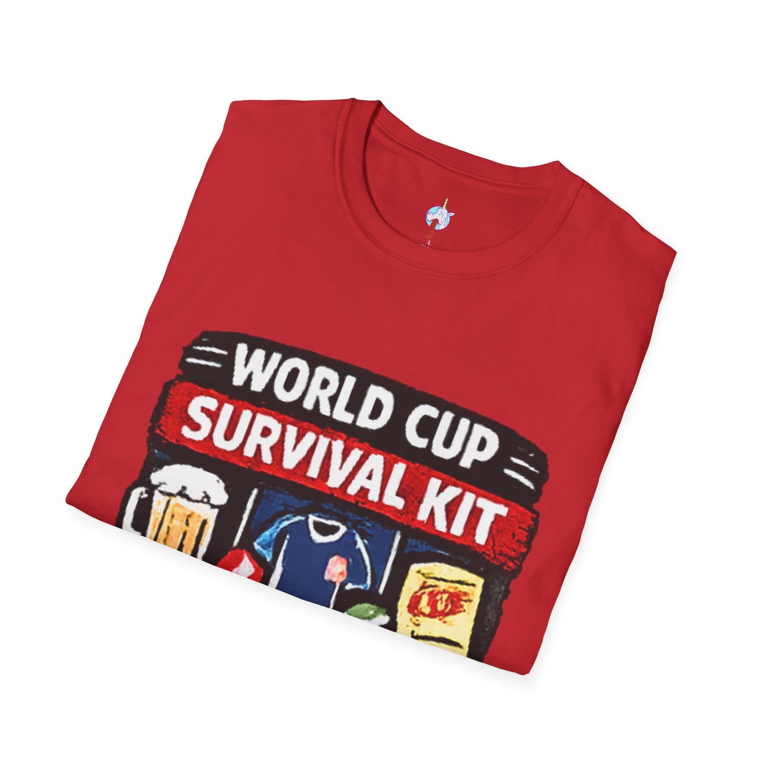 World Cup Survival Kit T-Shirt — Soccer Fan Tee with Beer &amp; Snacks Graphic