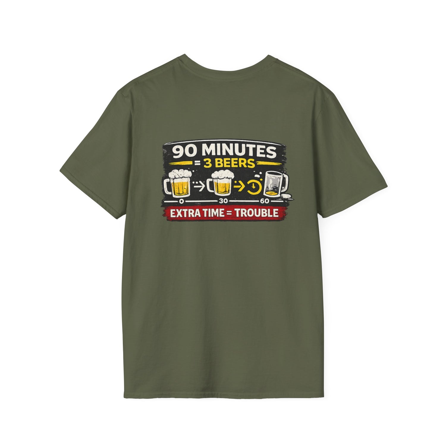 Soccer Fan T-Shirt — "90 Minutes = 3 Beers" Funny Football Game Tee