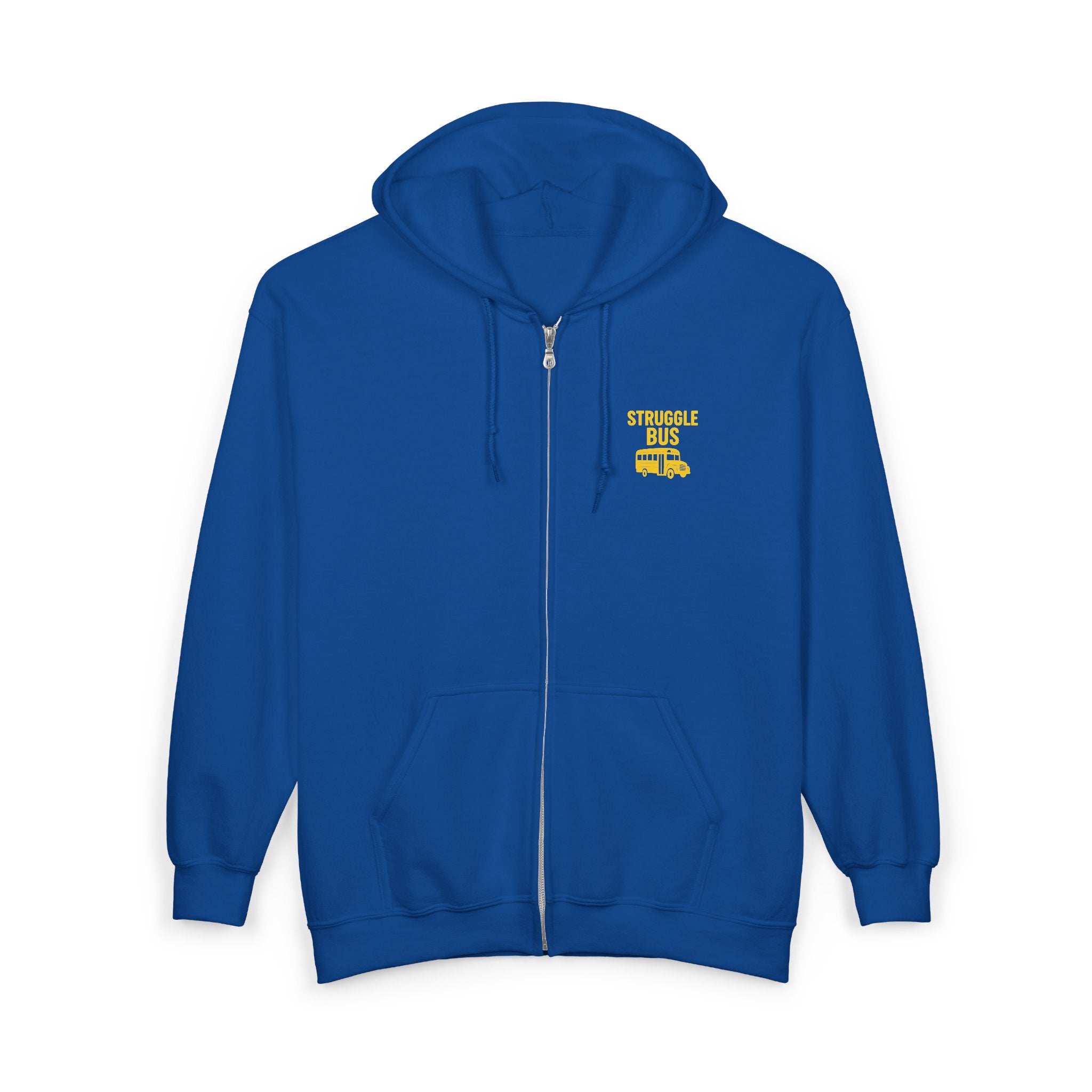 Struggle Bus Zip Hoodie — Funny Retro School Bus Graphic Sweatshirt