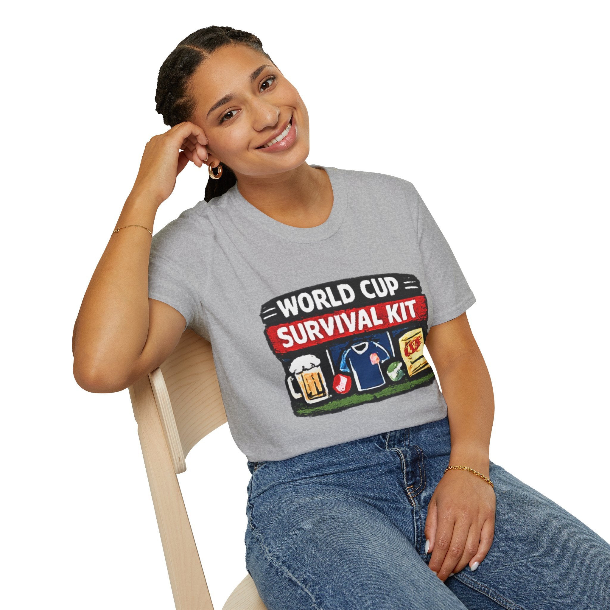 World Cup Survival Kit T-Shirt — Soccer Fan Tee with Beer &amp; Snacks Graphic