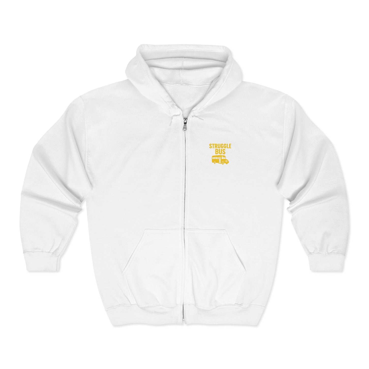 Struggle Bus Zip Hoodie — Funny Retro School Bus Graphic Sweatshirt