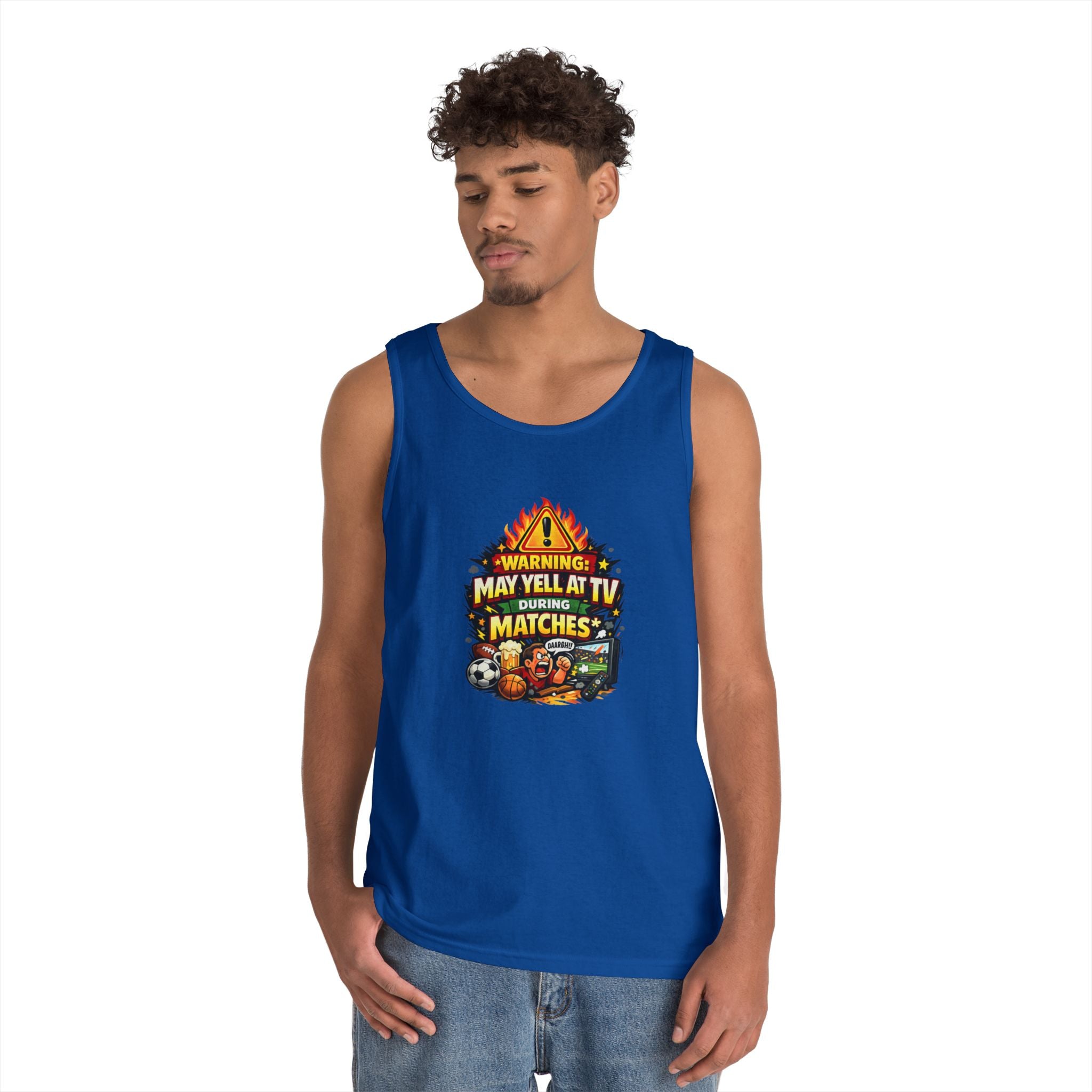 Warning May Yell At TV During Matches Funny Tank Top