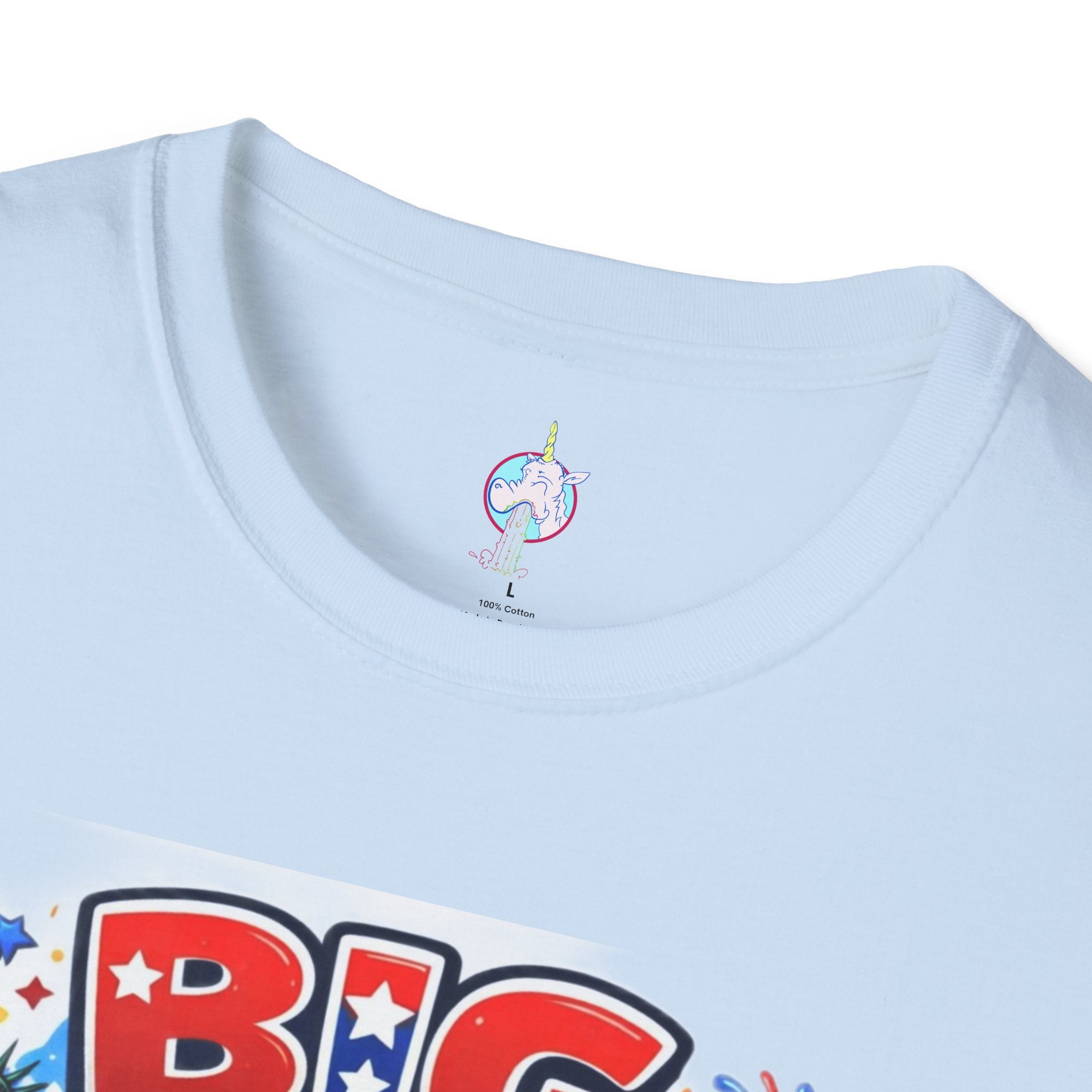 Fourth of July T-Shirt - "Big American Hello" Patriotic BBQ Eagle, Hot Dog &amp; Beer Tee