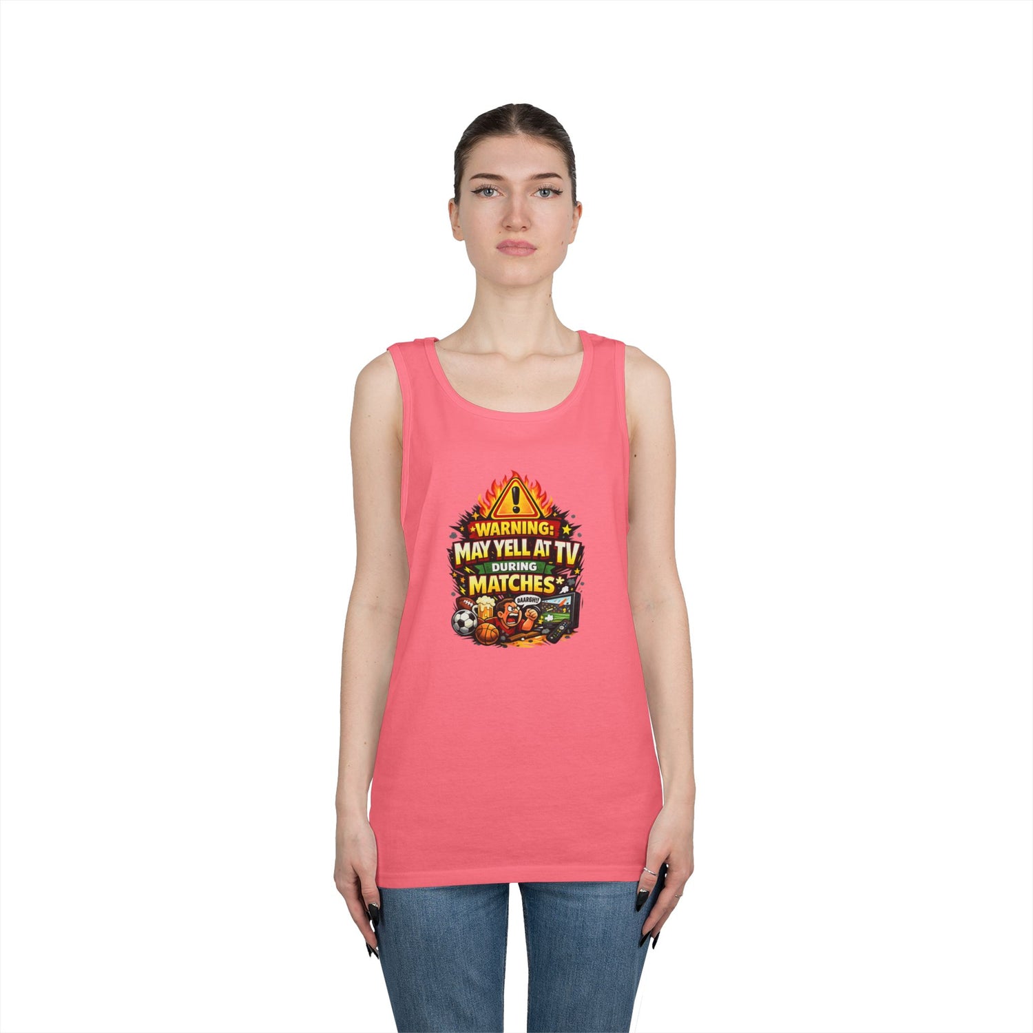 Warning May Yell At TV During Matches Funny Tank Top