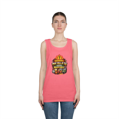 Warning May Yell At TV During Matches Funny Tank Top