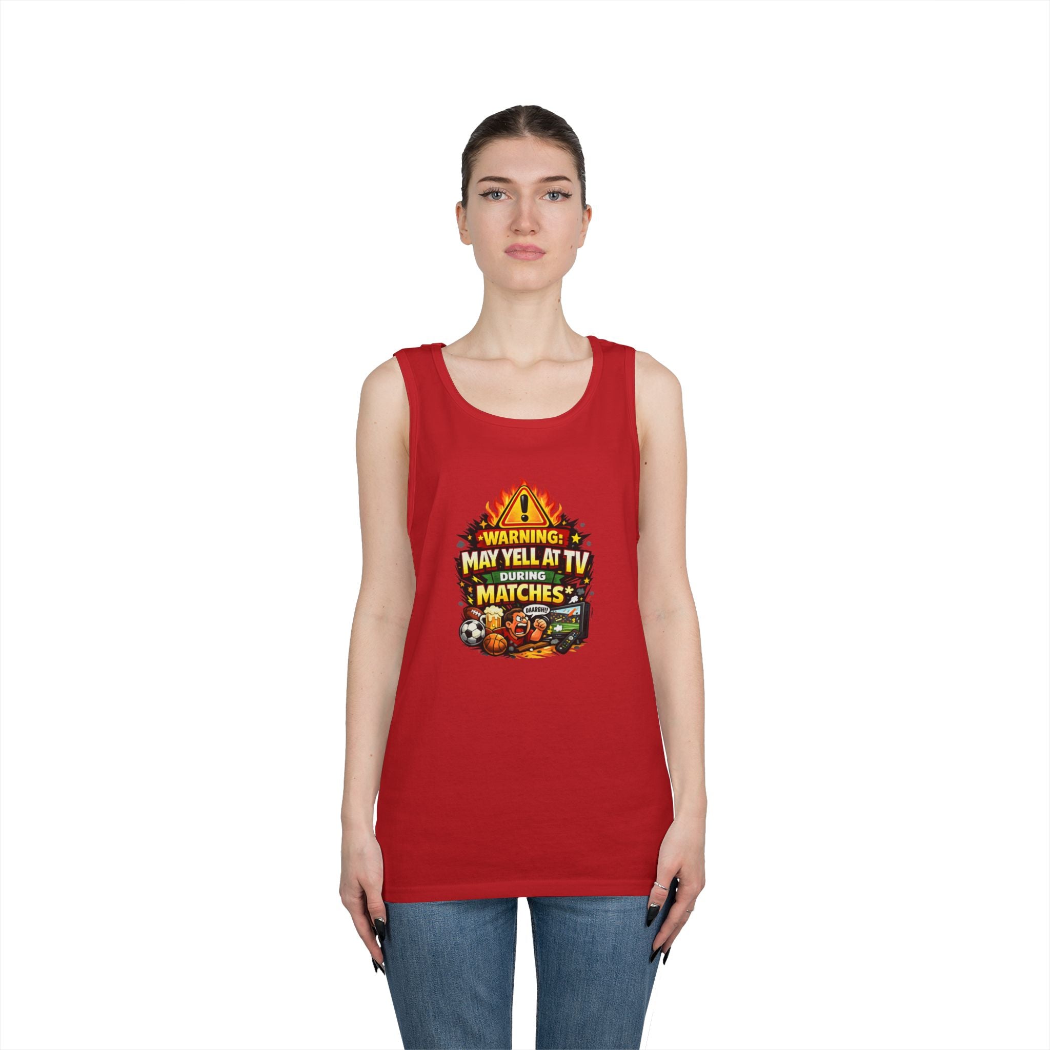 Warning May Yell At TV During Matches Funny Tank Top