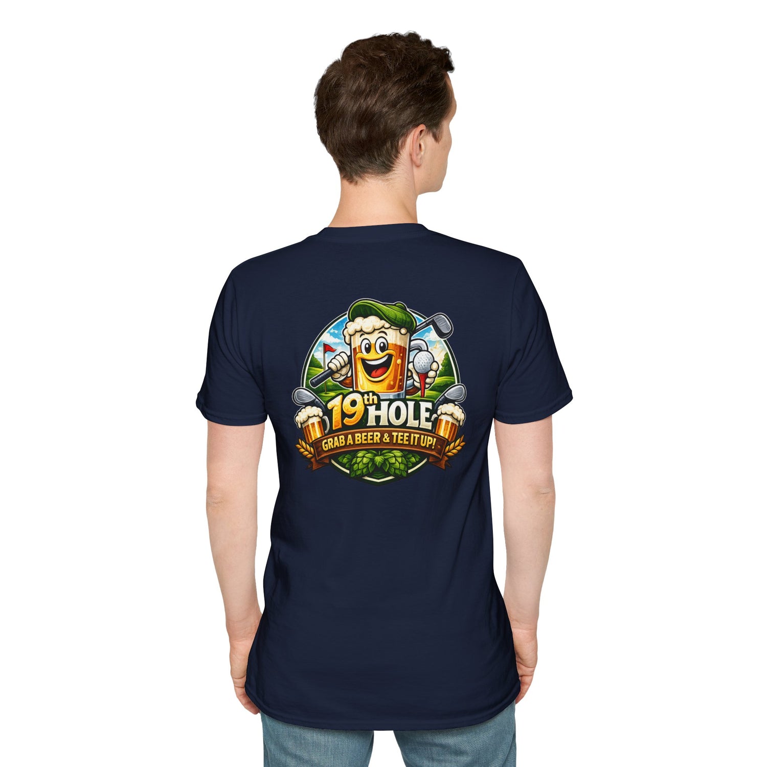 19th Hole Golf T-Shirt — "Grab a Beer &amp; Tee It Up" Vintage Golfing Tee