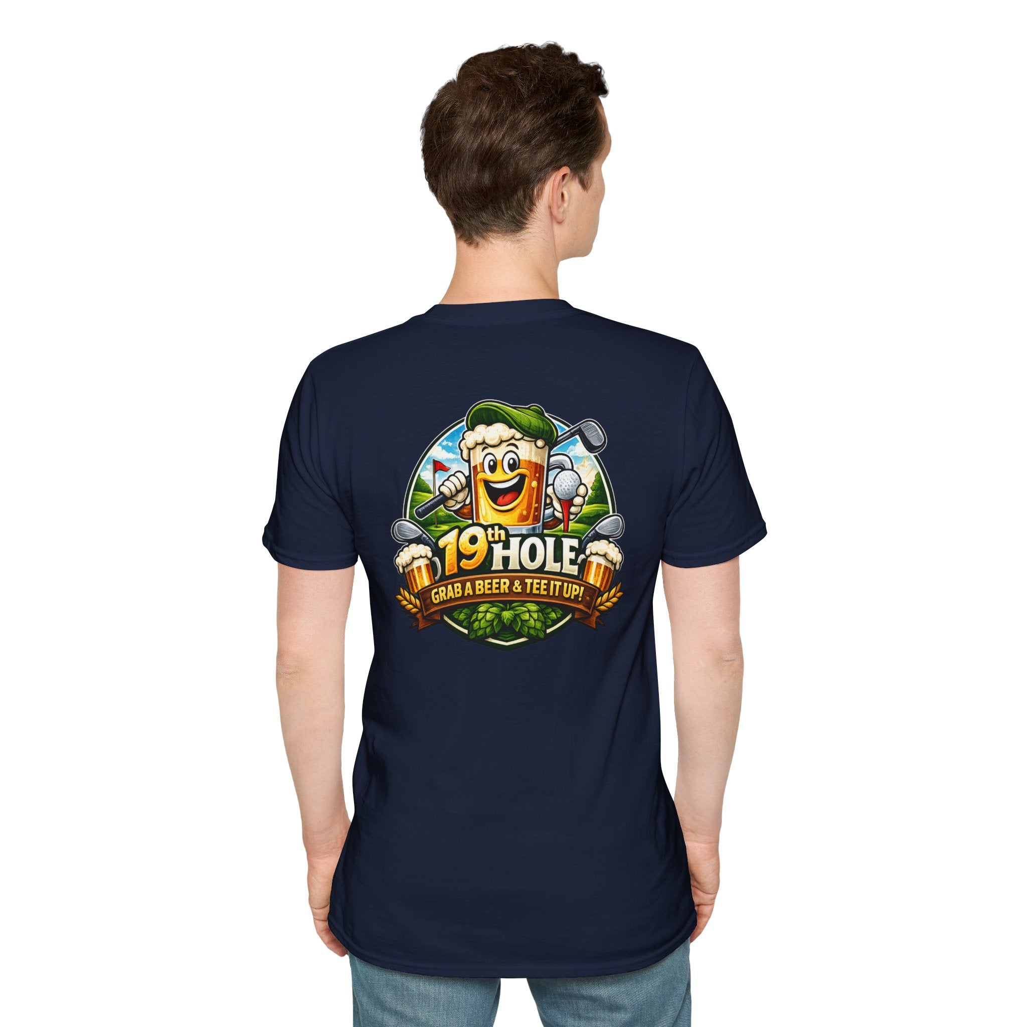 19th Hole Golf T-Shirt — "Grab a Beer &amp; Tee It Up" Vintage Golfing Tee
