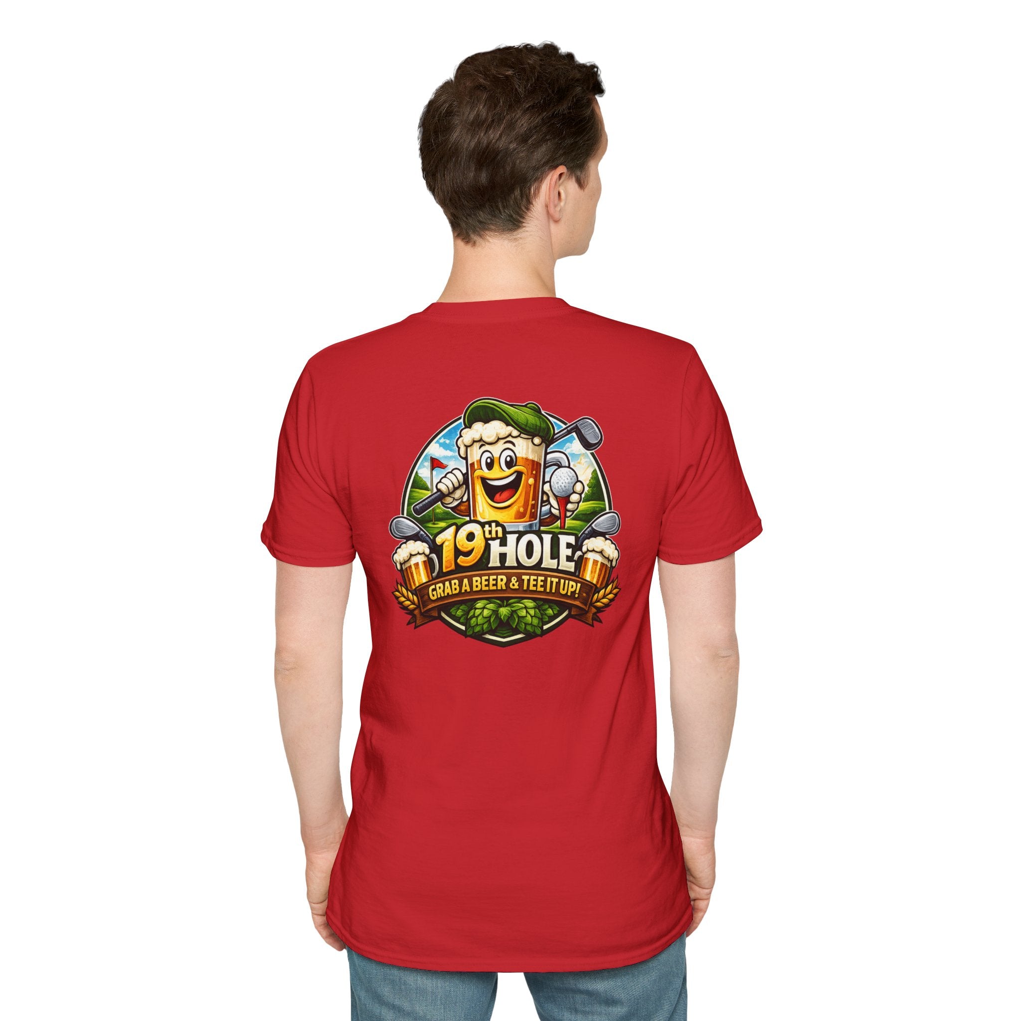 19th Hole Golf T-Shirt — "Grab a Beer &amp; Tee It Up" Vintage Golfing Tee