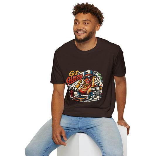 Get Glizzy With It Funny Hot Dog T-Shirt BBQ Graphic Tee Funny Foodie Gift Sarcastic Meme Shirt Novelty Tee Unisex