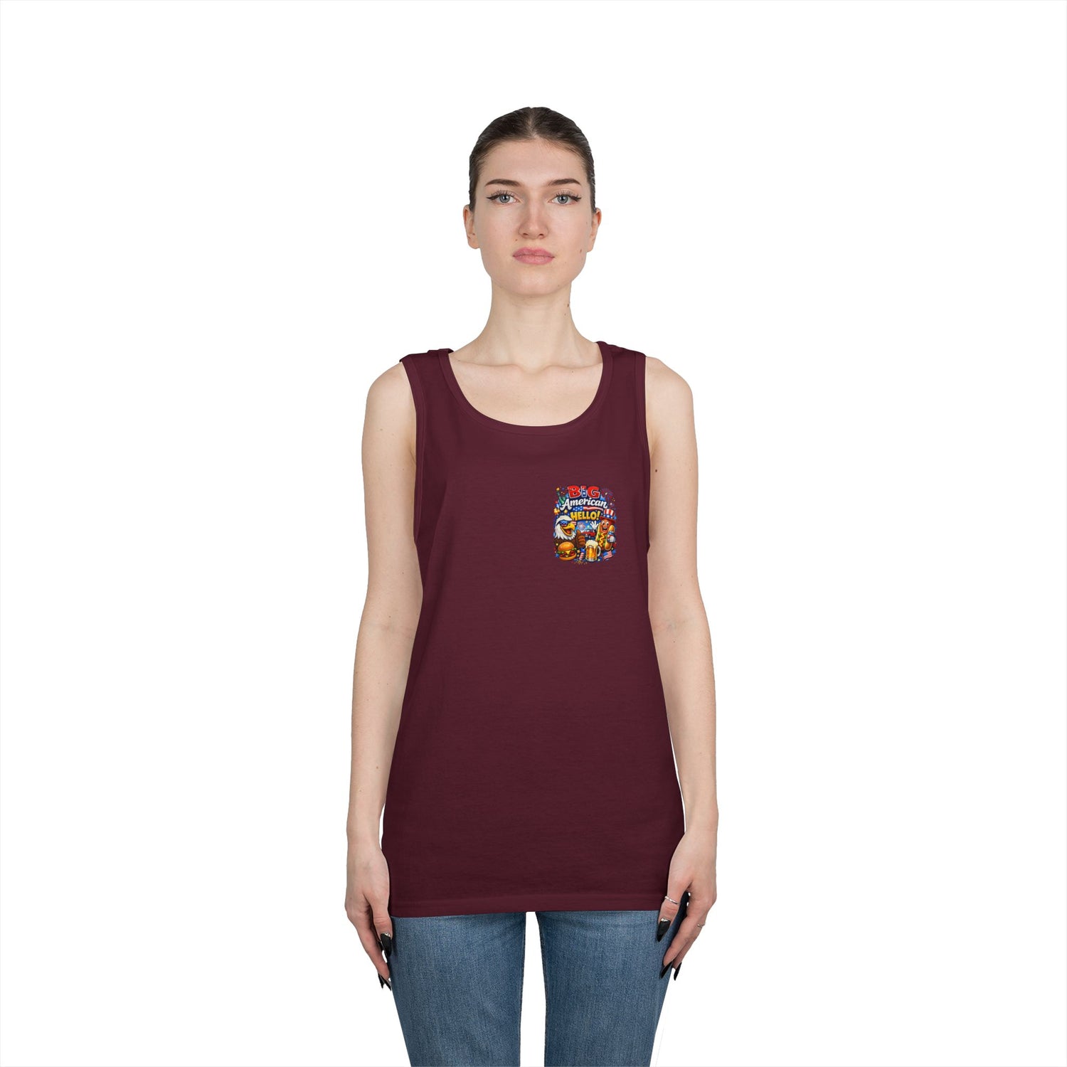 Big American Hello Funny Tank Top Patriotic