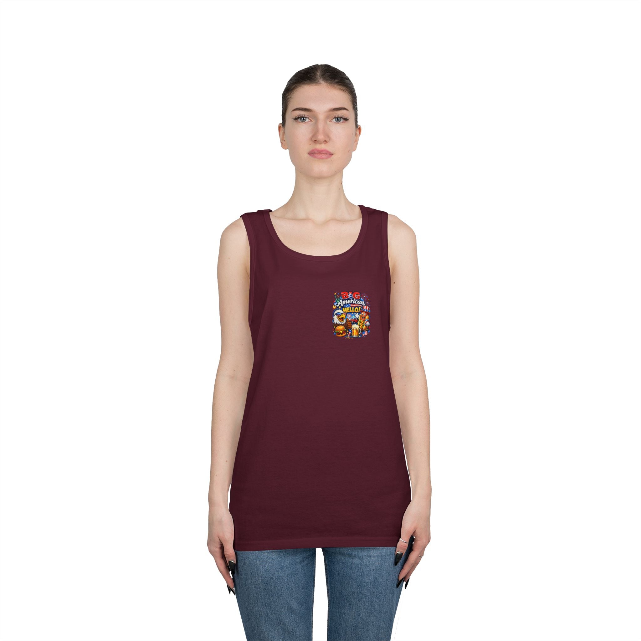 Big American Hello Funny Tank Top Patriotic