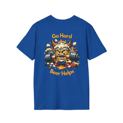 Go Hard Beer Helps T-Shirt — Funny Gym Beer Fitness Graphic Tee