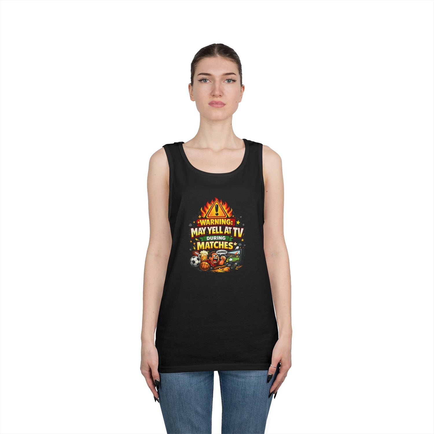 Warning May Yell At TV During Matches Funny Tank Top