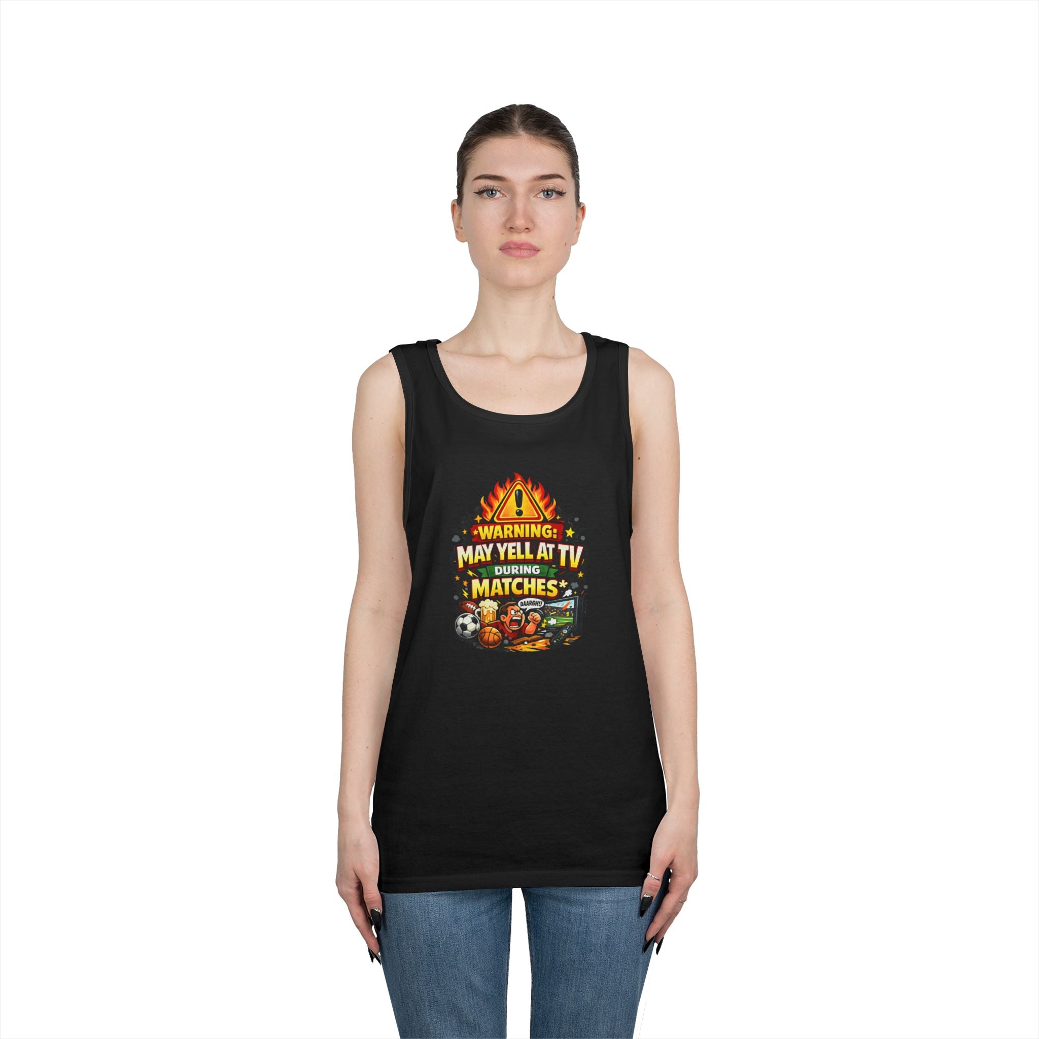 Warning May Yell At TV During Matches Funny Tank Top