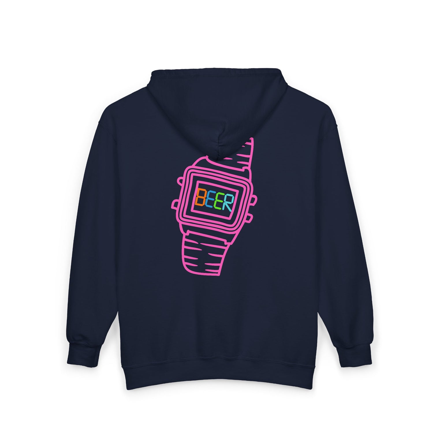 Funny Beer Watch Graphic Zip-Up Hoodie — Party Beer Design