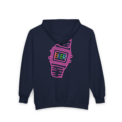 Funny Beer Watch Graphic Zip-Up Hoodie — Party Beer Design