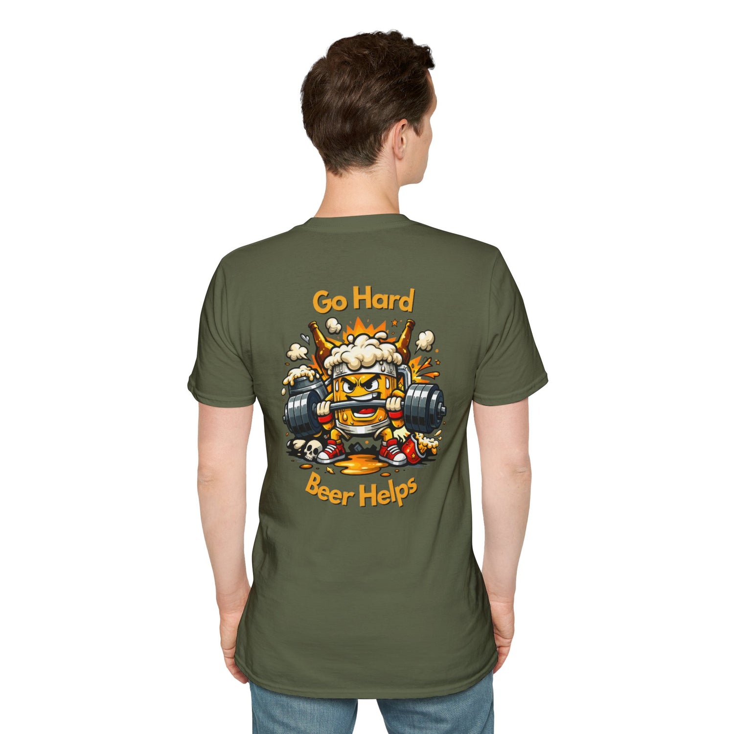Go Hard Beer Helps T-Shirt — Funny Gym Beer Fitness Graphic Tee