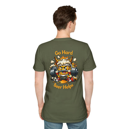 Go Hard Beer Helps T-Shirt — Funny Gym Beer Fitness Graphic Tee