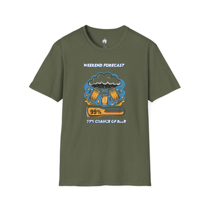 Weekend Forecast Tee — "99% Chance of Beer" Graphic T-Shirt
