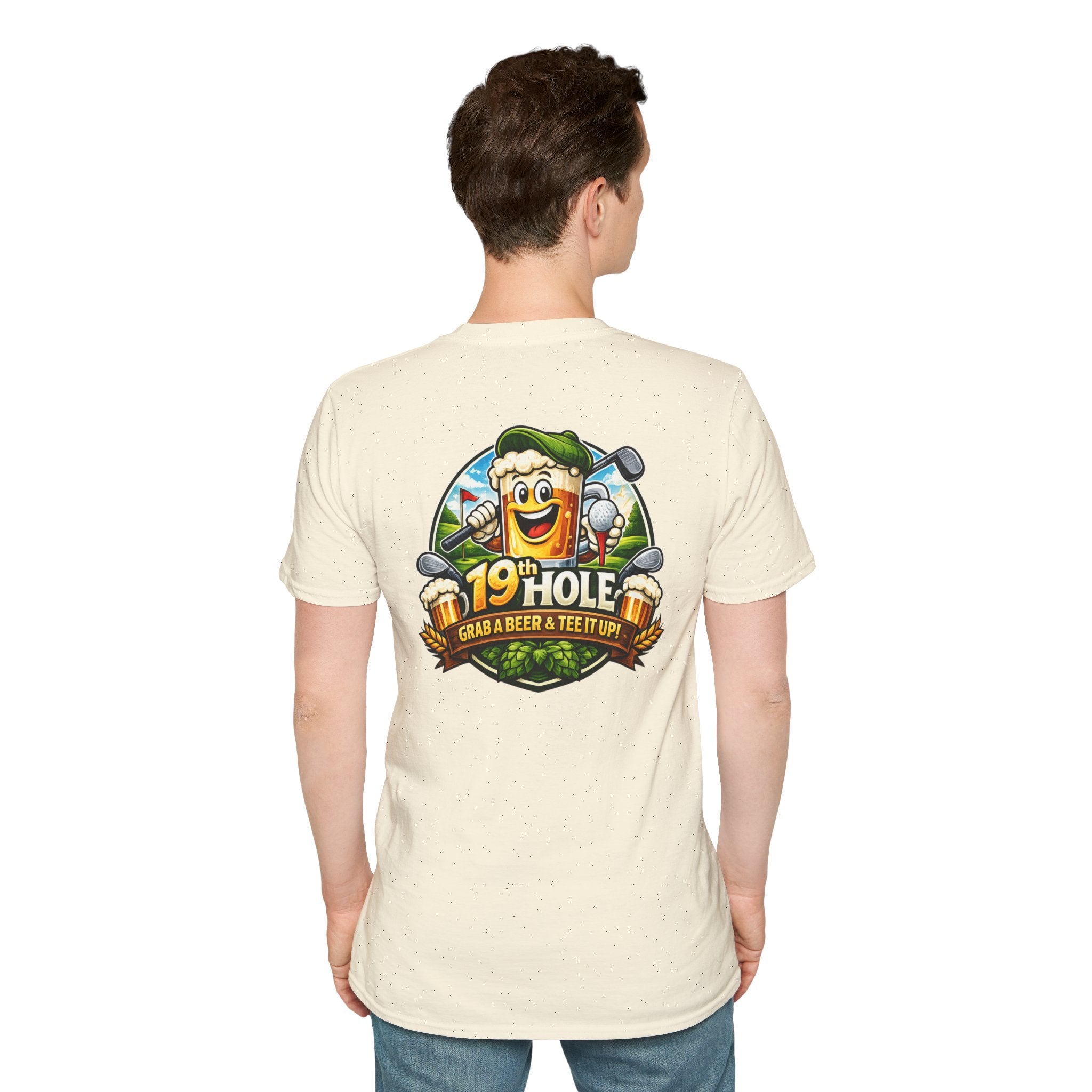 19th Hole Golf T-Shirt — "Grab a Beer &amp; Tee It Up" Vintage Golfing Tee