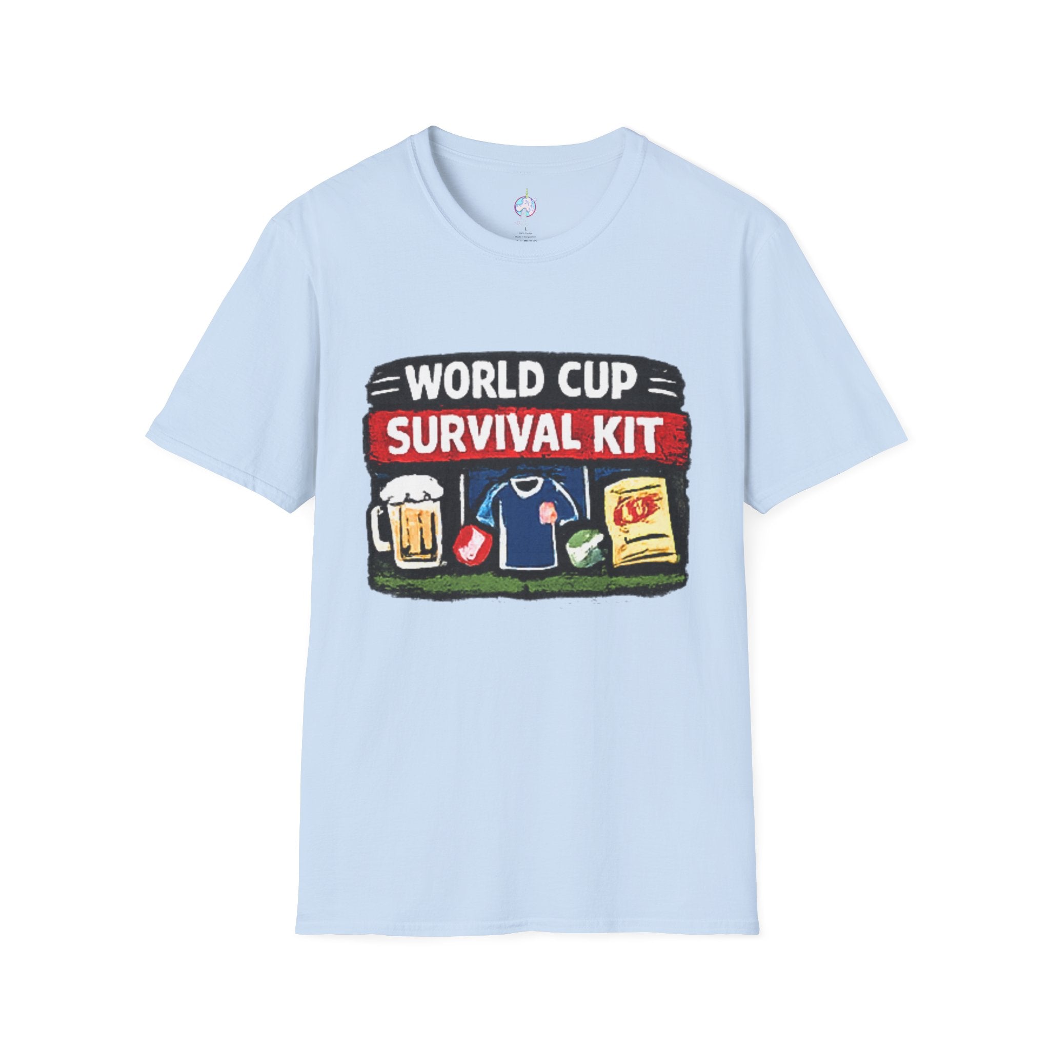 World Cup Survival Kit T-Shirt — Soccer Fan Tee with Beer &amp; Snacks Graphic