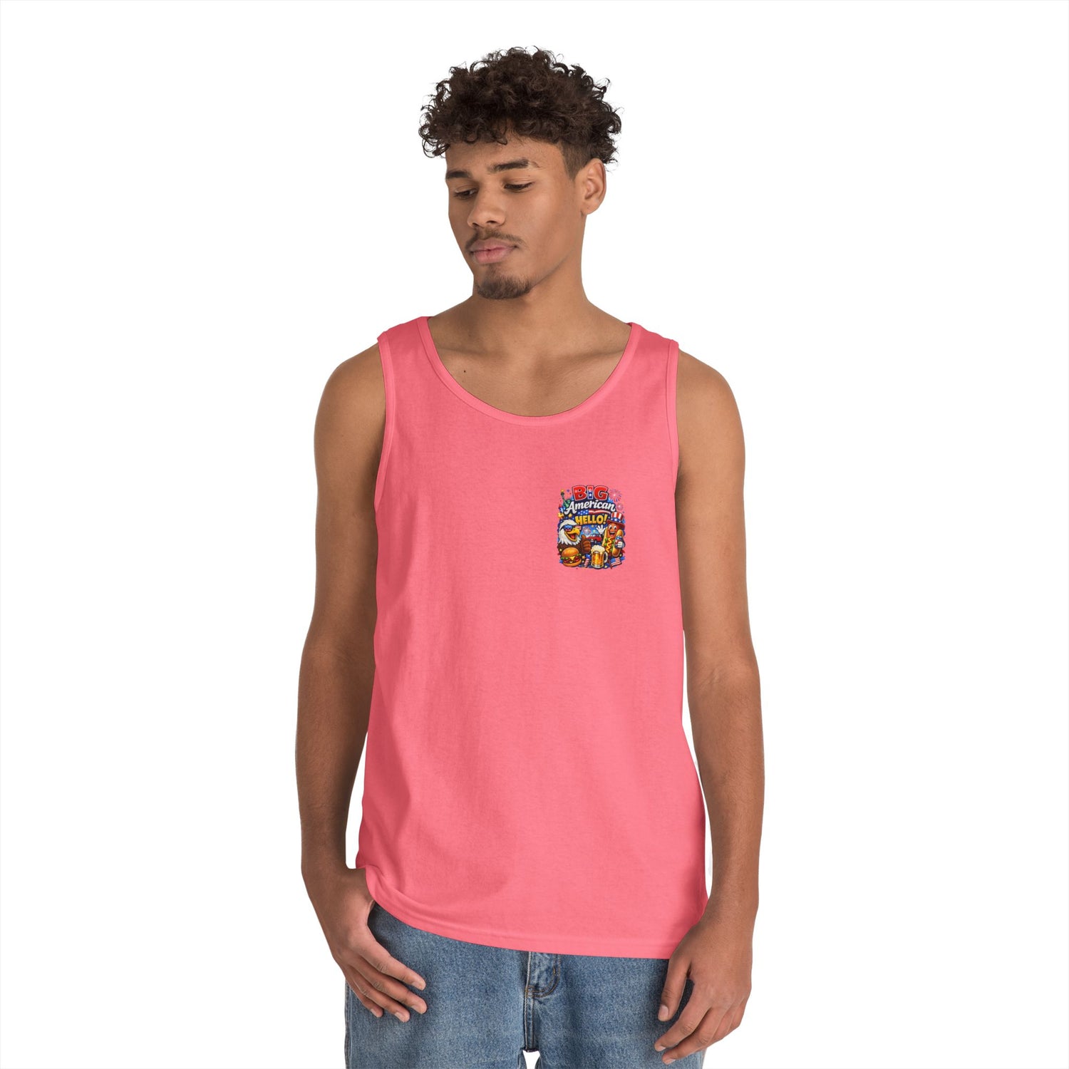 Big American Hello Funny Tank Top Patriotic