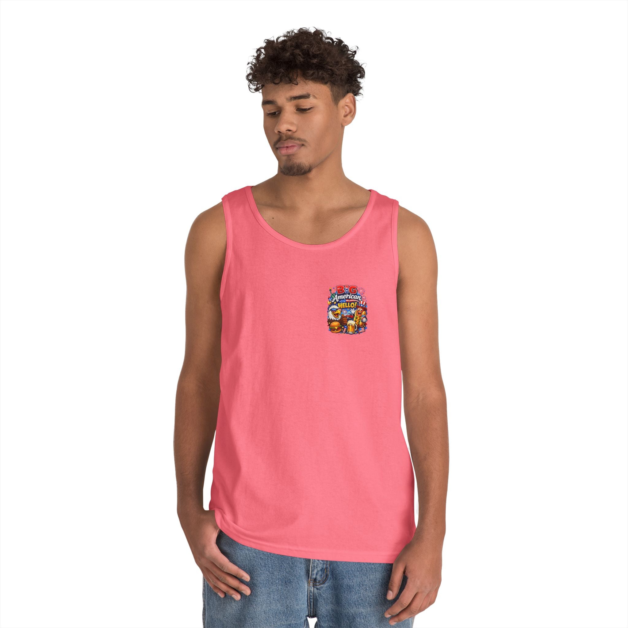 Big American Hello Funny Tank Top Patriotic