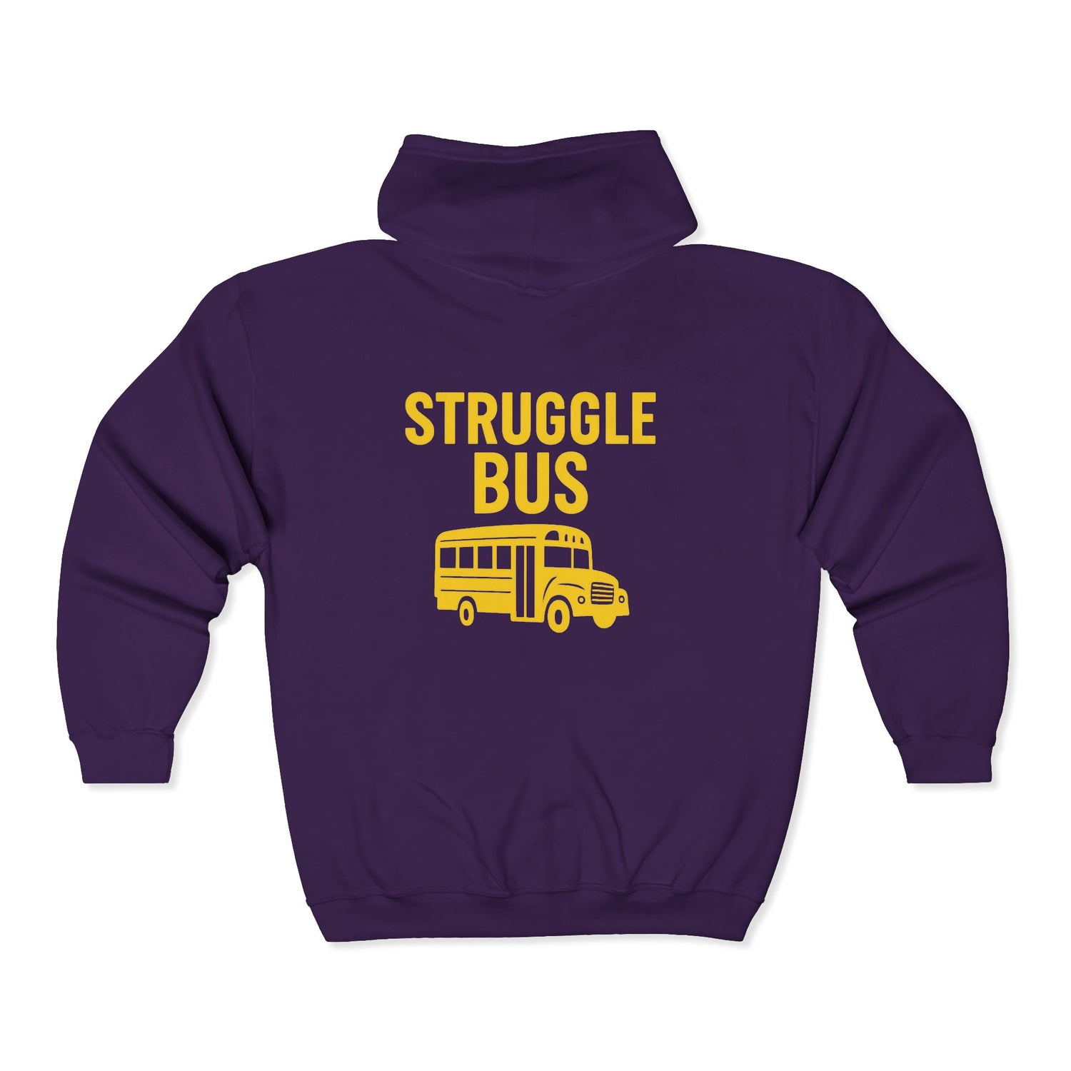 Struggle Bus Zip Hoodie — Funny Retro School Bus Graphic Sweatshirt