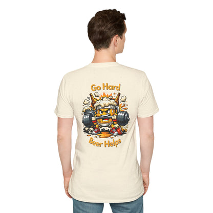 Go Hard Beer Helps T-Shirt — Funny Gym Beer Fitness Graphic Tee