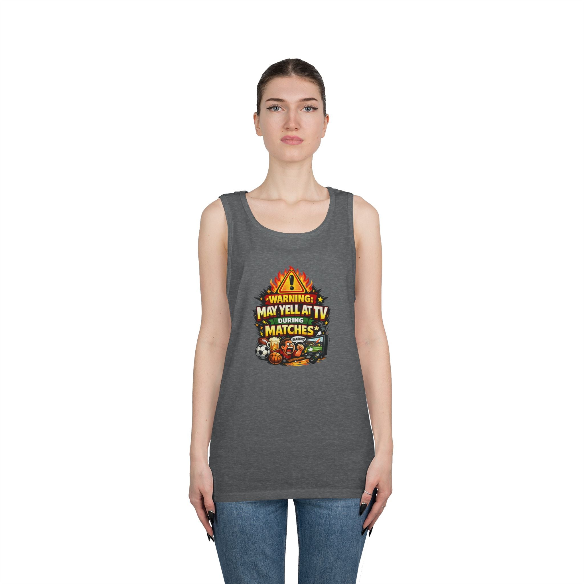 Warning May Yell At TV During Matches Funny Tank Top