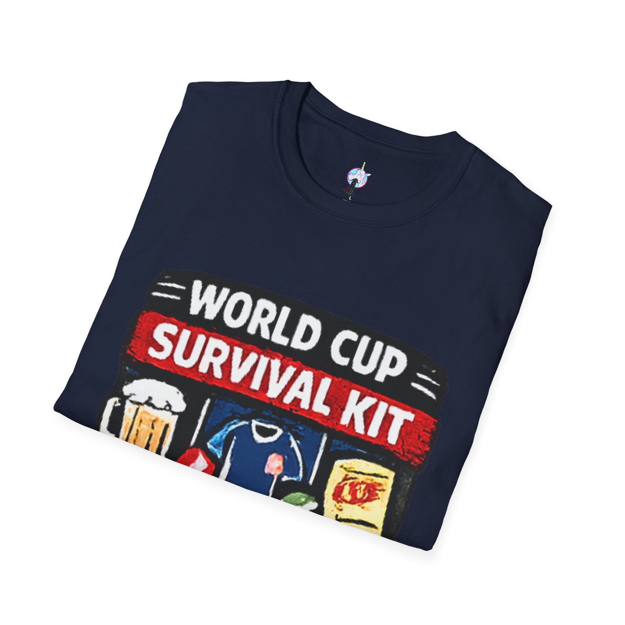 World Cup Survival Kit T-Shirt — Soccer Fan Tee with Beer &amp; Snacks Graphic