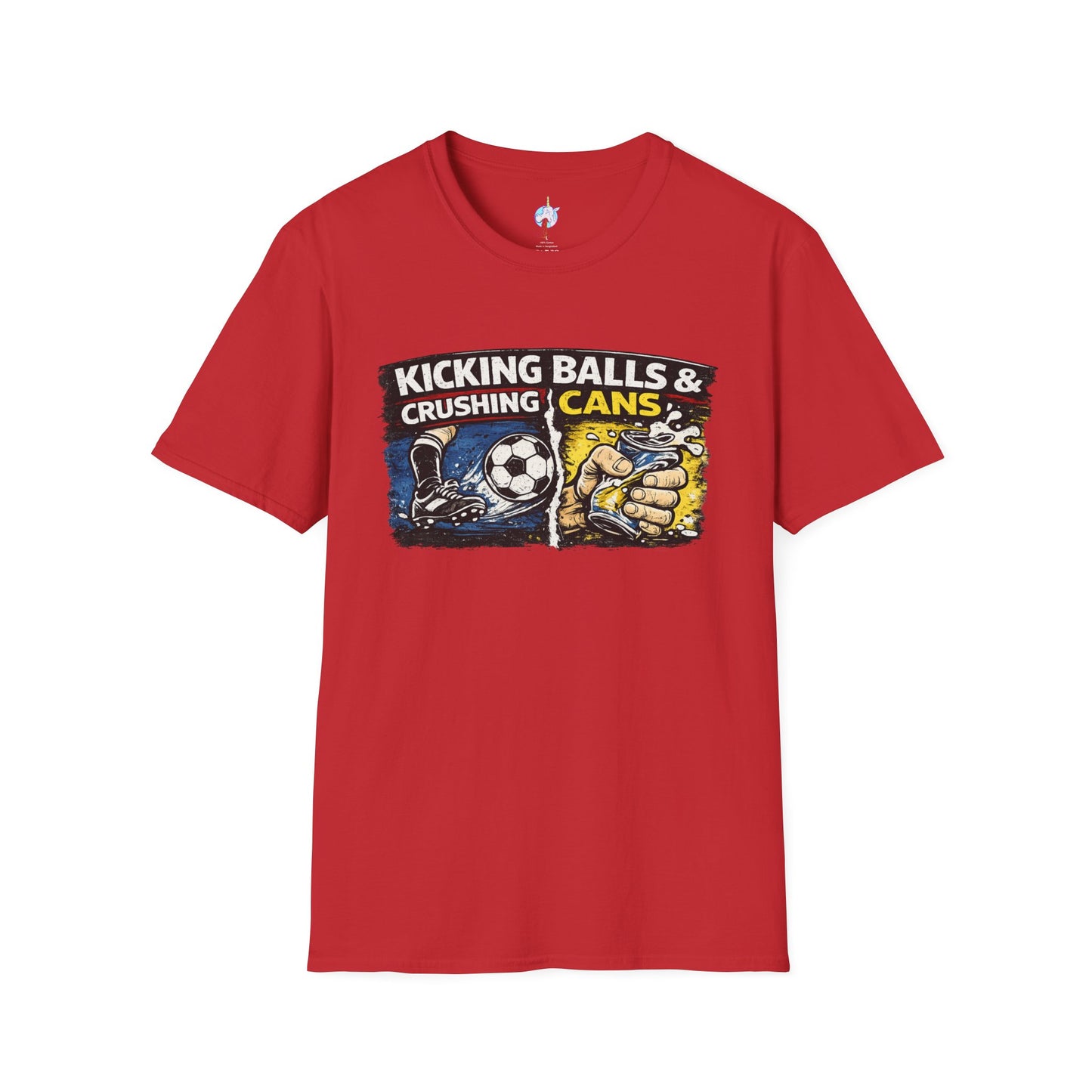 Kicking Balls & Crushing Cans Soccer Graphic T-Shirt