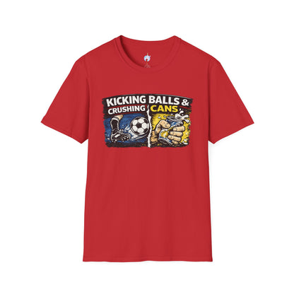 Kicking Balls & Crushing Cans Soccer Graphic T-Shirt