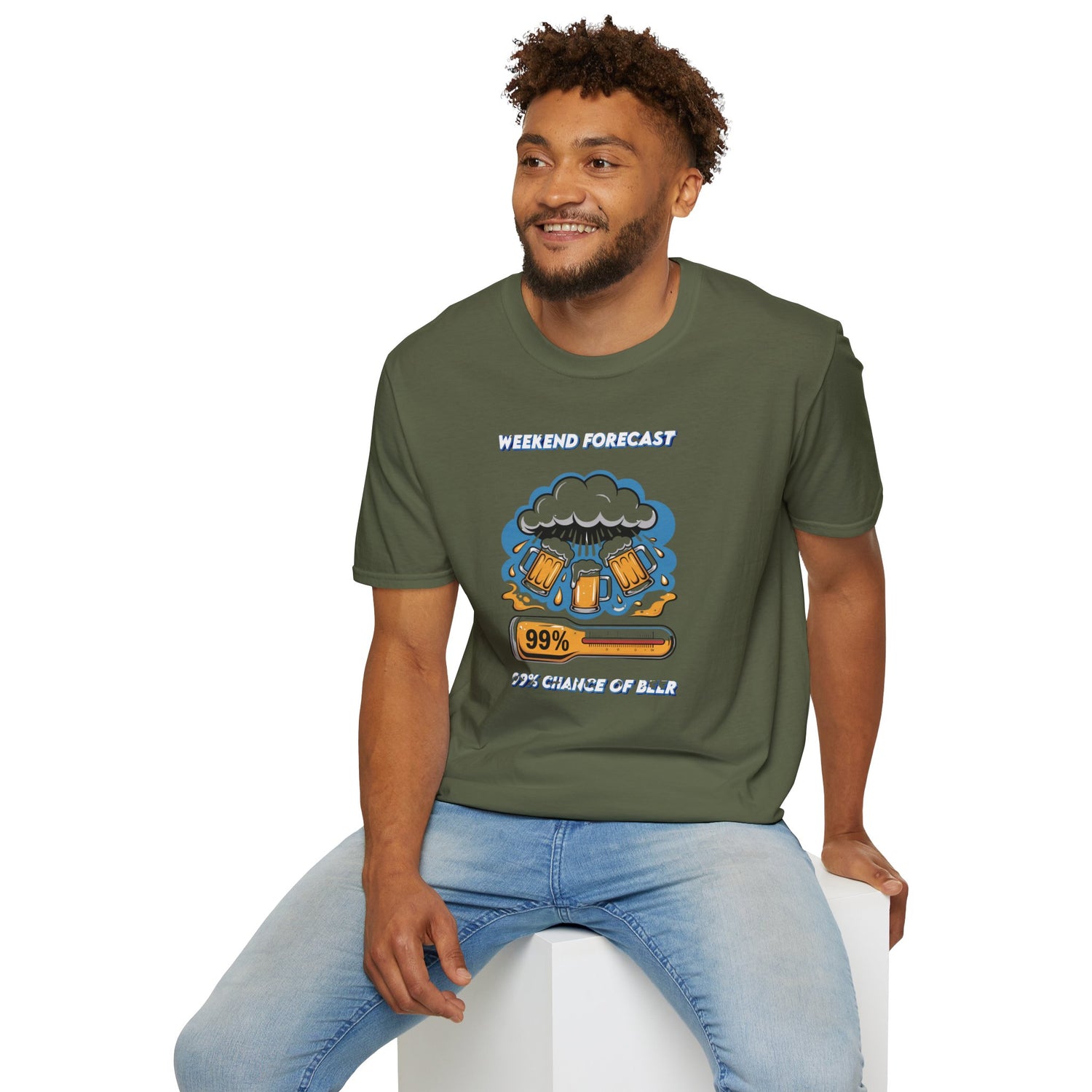 Weekend Forecast Tee — "99% Chance of Beer" Graphic T-Shirt