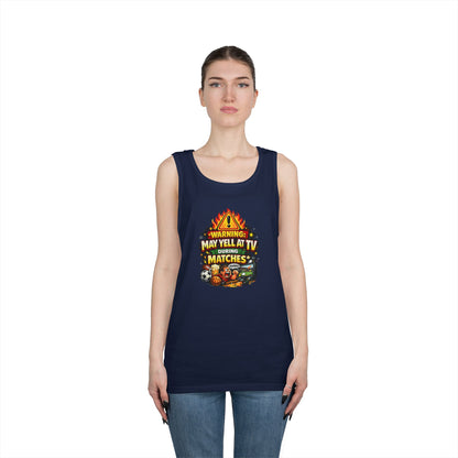 Warning May Yell At TV During Matches Funny Tank Top
