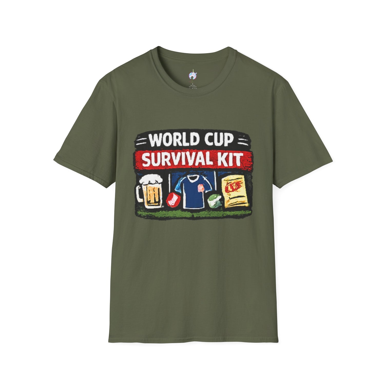 World Cup Survival Kit T-Shirt — Soccer Fan Tee with Beer &amp; Snacks Graphic