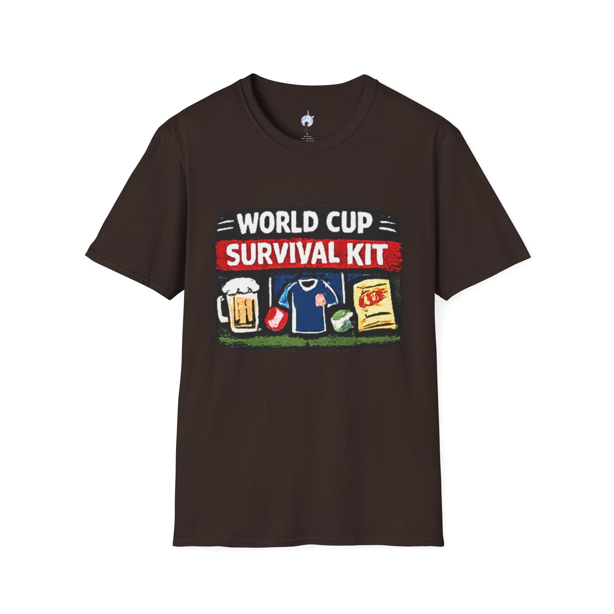 World Cup Survival Kit T-Shirt — Soccer Fan Tee with Beer &amp; Snacks Graphic