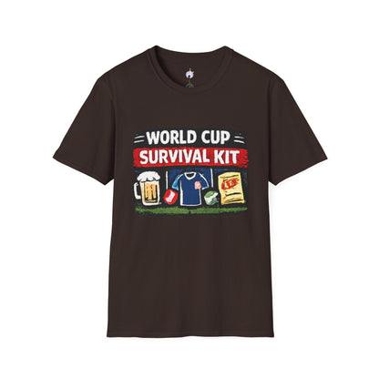 World Cup Survival Kit T-Shirt — Soccer Fan Tee with Beer &amp; Snacks Graphic