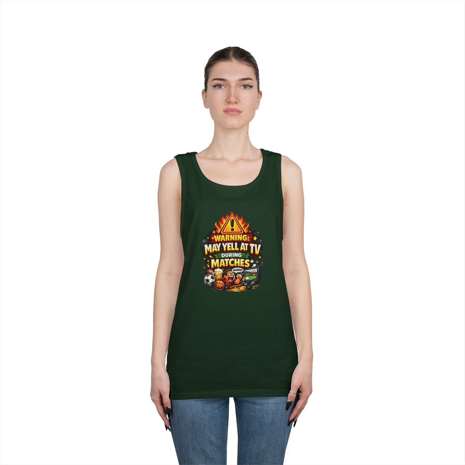 Warning May Yell At TV During Matches Funny Tank Top